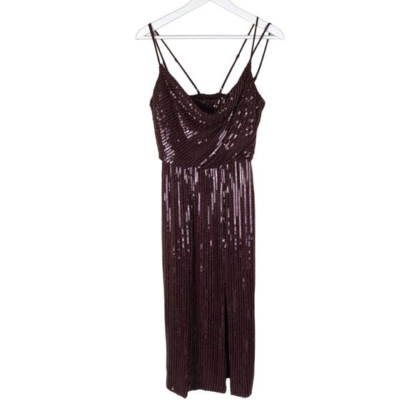 HANEY Elise Beaded Sequin Midi Dress Cocktail 0 - Picture 2 of 10